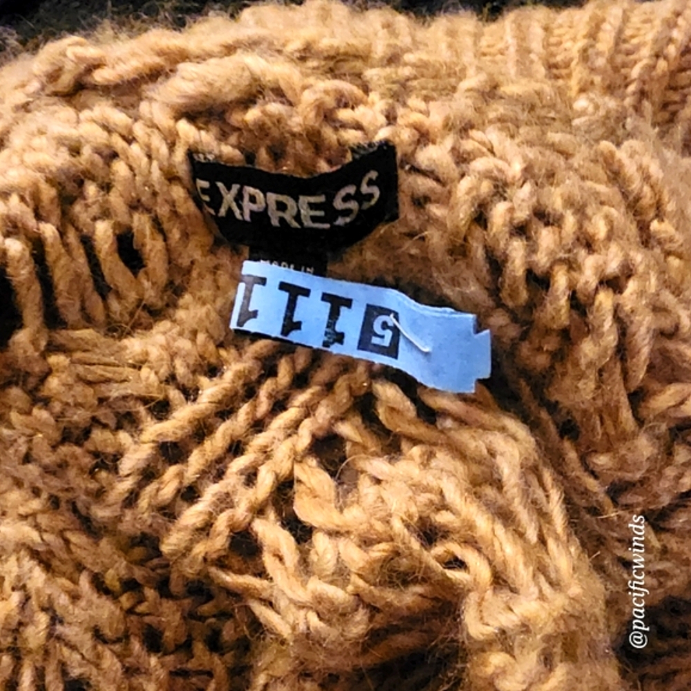EXPRESS TAN CHUNKY WOOL KNIT OPEN FRONT CARDIGAN XS      ☆ - Picture 5 of 5